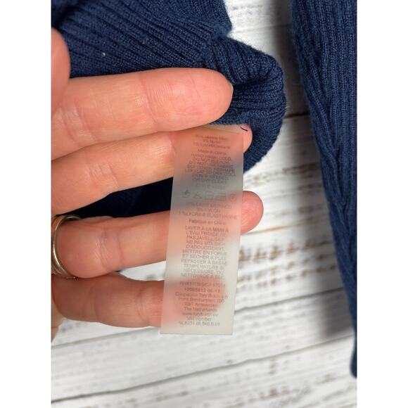 Tory Burch Sport Navy Blue Ribbed Knit Merino Wool Sweater Medium Professional - Picture 8 of 8